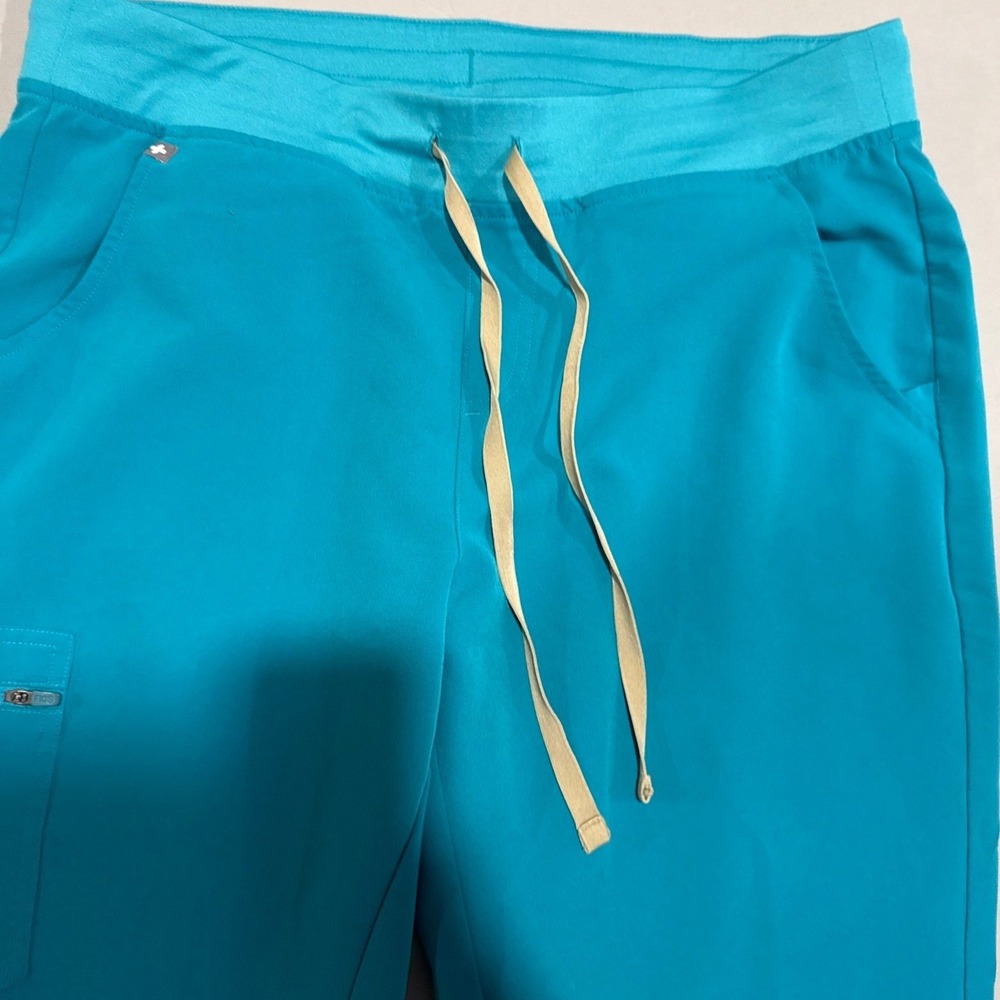 FIGS Zamora Jogger Scrub Pants Teal Blue Womens Large Yoga Waistband W16SW2005 - Picture 5 of 7